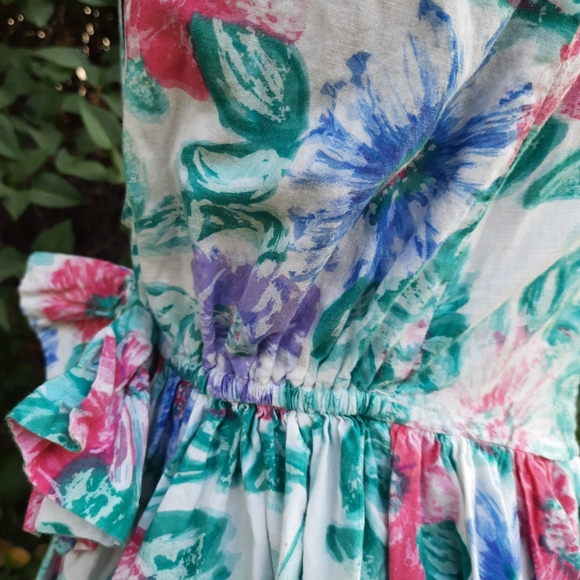 VTG 80s Honors Backless Floral Fit & Flare Dress S - Picture 10 of 16